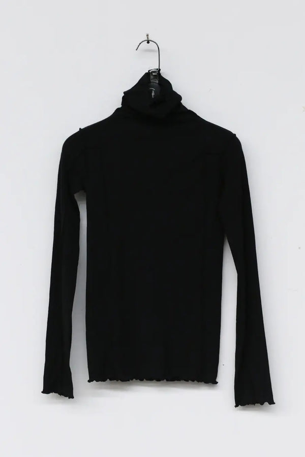 BASERANGE Turtleneck T-shirt sweater TTOMT series collection Organic cotton Portugal BAS-TTOMT-RI-000-HEI Black